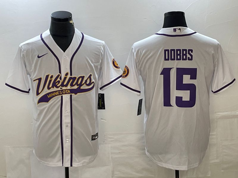 Men Minnesota Vikings 15 Dobbs White 2023 Nike Co branded NFL Jersey